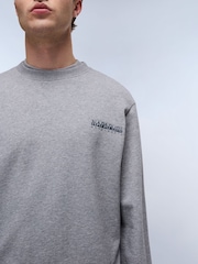 Napapijri Grey Sovana Crew Neck 100% Cotton Sweatshirt - Image 3 of 6