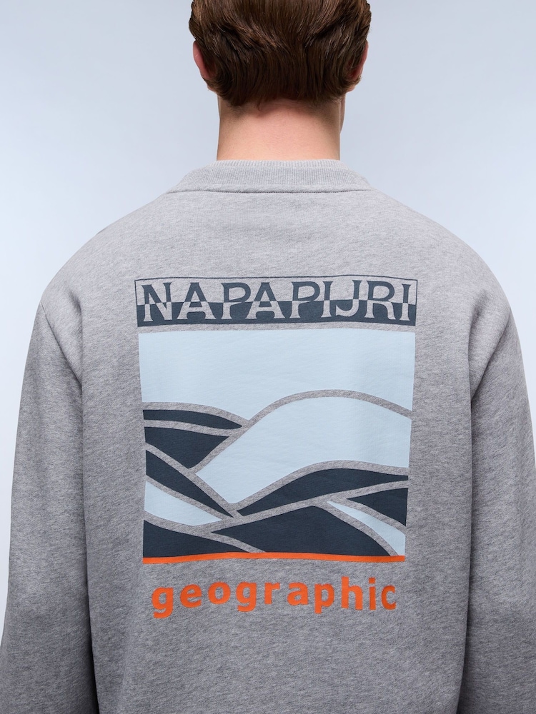 Napapijri Grey Sovana Crew Neck 100% Cotton Sweatshirt - Image 4 of 6