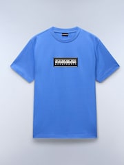 Napapijri Blue Box Logo Short Sleeve 100% Cotton T-Shirt - Image 4 of 6