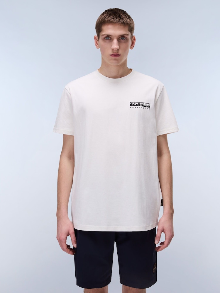 Napapijri Vignoni Back Printed Short Sleeve 100% Cotton White T-Shirt - Image 1 of 7