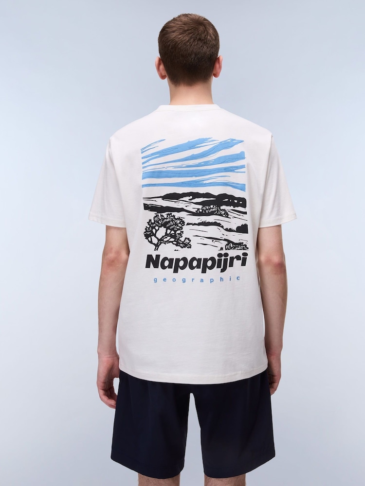 Napapijri Vignoni Back Printed Short Sleeve 100% Cotton White T-Shirt - Image 2 of 7