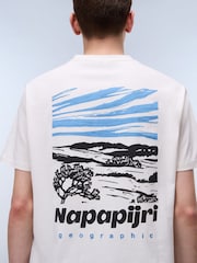 Napapijri Vignoni Back Printed Short Sleeve 100% Cotton White T-Shirt - Image 3 of 7
