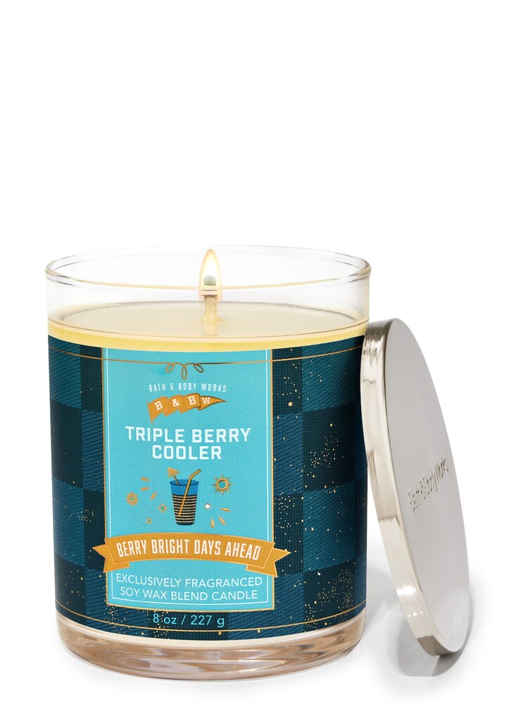 Bath & Body Works Triple Berry Cooler Triple Berry Cooler Single Wick Candle 8 oz / 227 g - Image 1 of 1