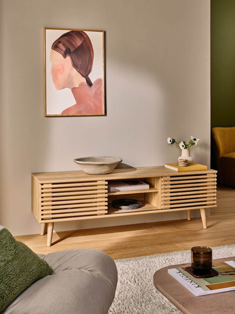 MADE.COM Oak Tulma Wide TV Unit - Image 1 of 7