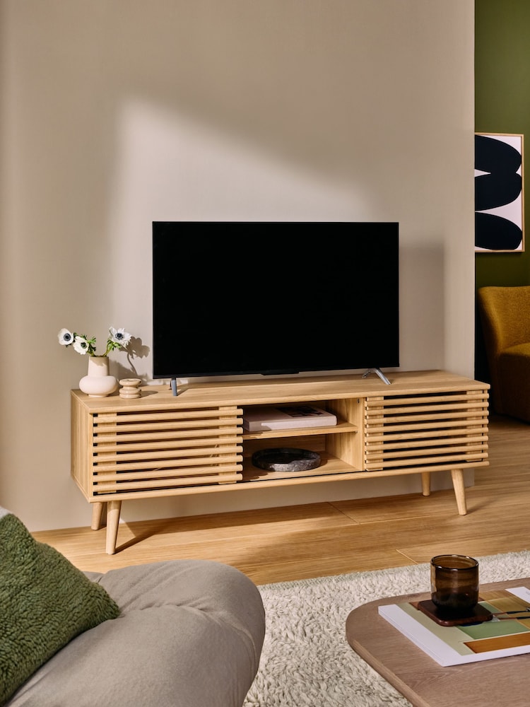 MADE.COM Oak Tulma Wide TV Unit - Image 2 of 7