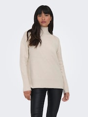 ONLY Natural High Neck Cosy Knitted Pullover Jumper - Image 3 of 6