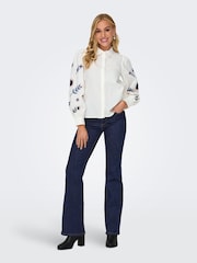 ONLY Blue Wauw High Waisted Comfort Stretch Flared Jeans - Image 2 of 7