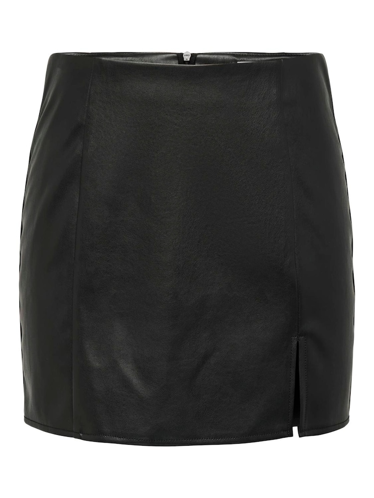 ONLY Black Faux Leather Mini Skirt - Image 4 of 5