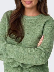 ONLY Green Pointelle Knitted Round Neck Jumper - Image 3 of 7