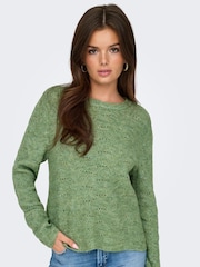 ONLY Green Pointelle Knitted Round Neck Jumper - Image 4 of 7