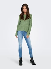 ONLY Green Pointelle Knitted Round Neck Jumper - Image 5 of 7