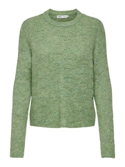 ONLY Green Pointelle Knitted Round Neck Jumper - Image 6 of 7