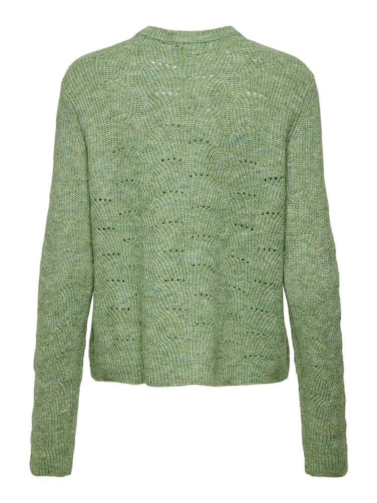 ONLY Green Pointelle Knitted Round Neck Jumper - Image 7 of 7 ONLY Green Pointelle Knitted Round Neck Jumper - Image 7 of 7