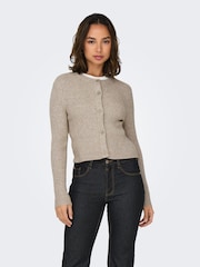 ONLY Natural Ribbed Button Through Knitted Cardigan - Image 4 of 8