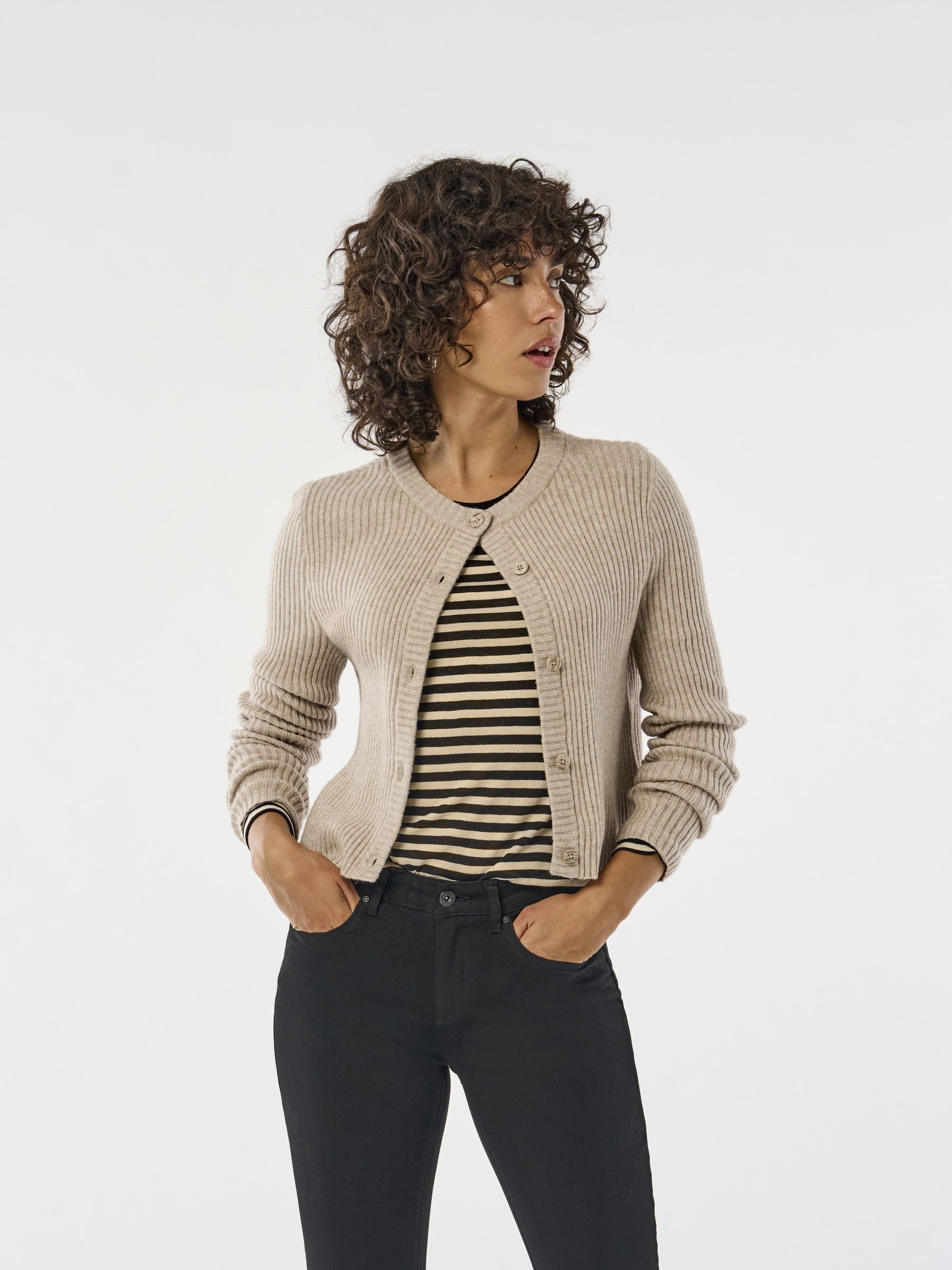 Buy ONLY Natural Ribbed Knit Button Cardigan from Next USA