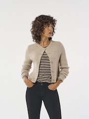ONLY Natural Ribbed Button Through Knitted Cardigan - Image 5 of 8