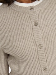 ONLY Natural Ribbed Button Through Knitted Cardigan - Image 6 of 8