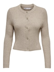 ONLY Natural Ribbed Button Through Knitted Cardigan - Image 7 of 8
