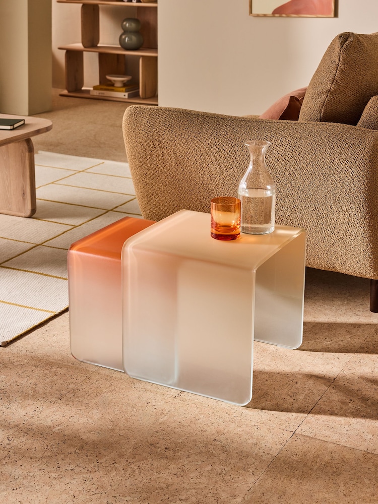 MADE.COM 2 Tone Orange Hesta Nest of 2 Side Table - Image 1 of 5