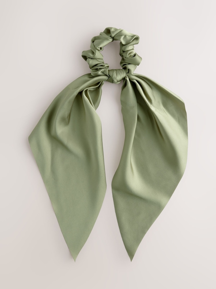 Sage Green Bow Hair Scrunchie - Image 2 of 4