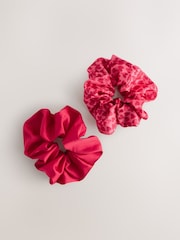 Red/Hearts Hair Scrunchies 2 Pack - Image 1 of 1