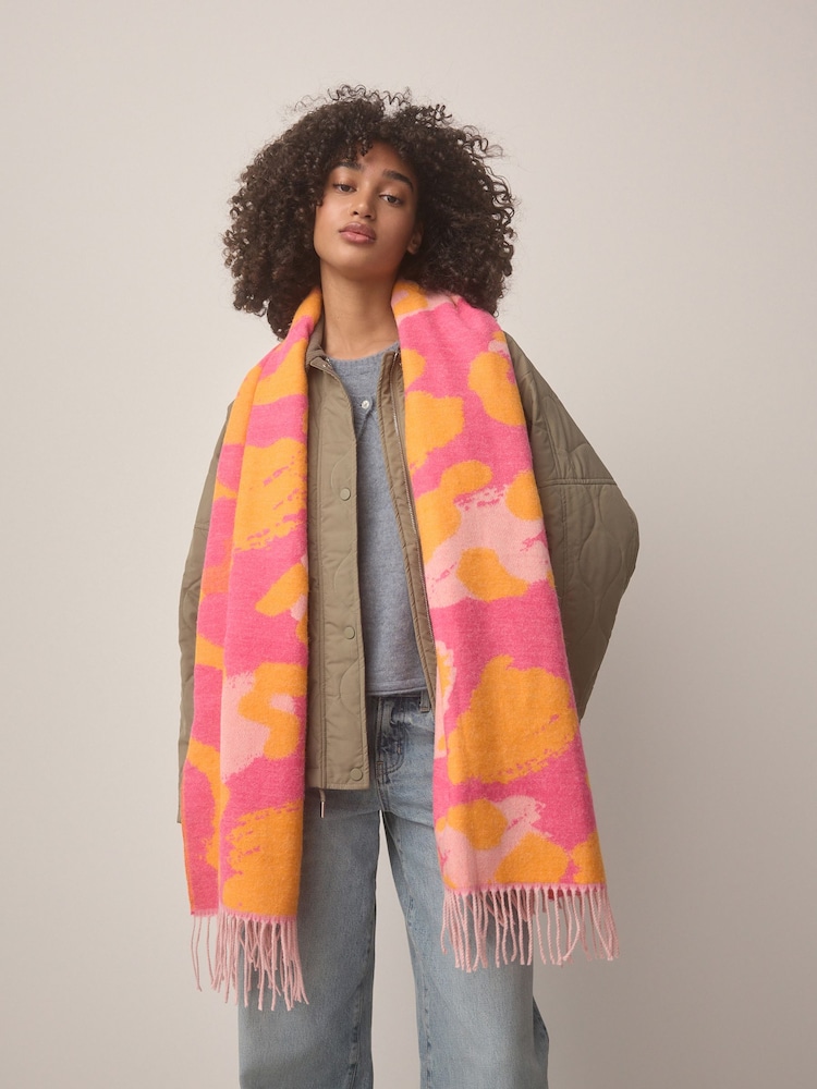 Orange/Pink Abstract Midweight Scarf - Image 2 of 9