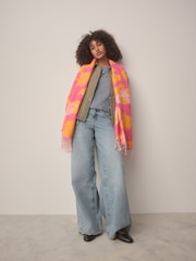 Orange/Pink Abstract Midweight Scarf - Image 3 of 9