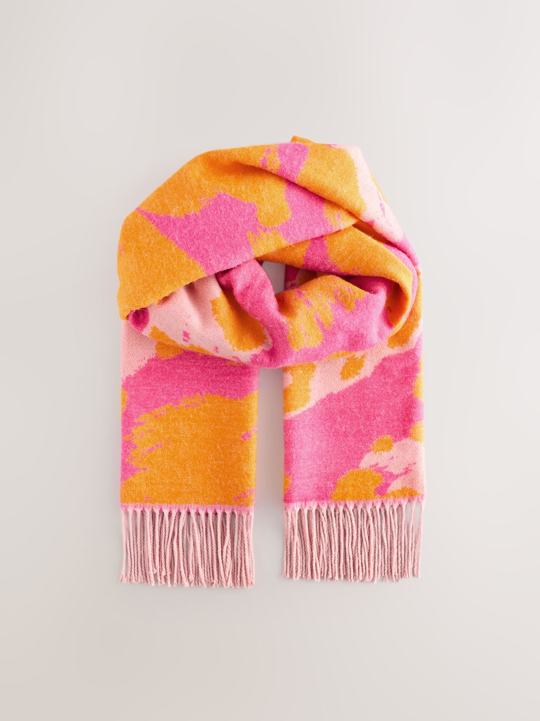 Buy Orange/Pink Abstract Midweight Scarf from Next Luxembourg