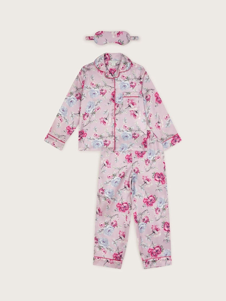 Monsoon Pyjama-Set mit Rosenmuster aus Satin - Bild 2 von 4 Monsoon Pyjama-Set mit Rosenmuster aus Satin - Bild 2 von 4