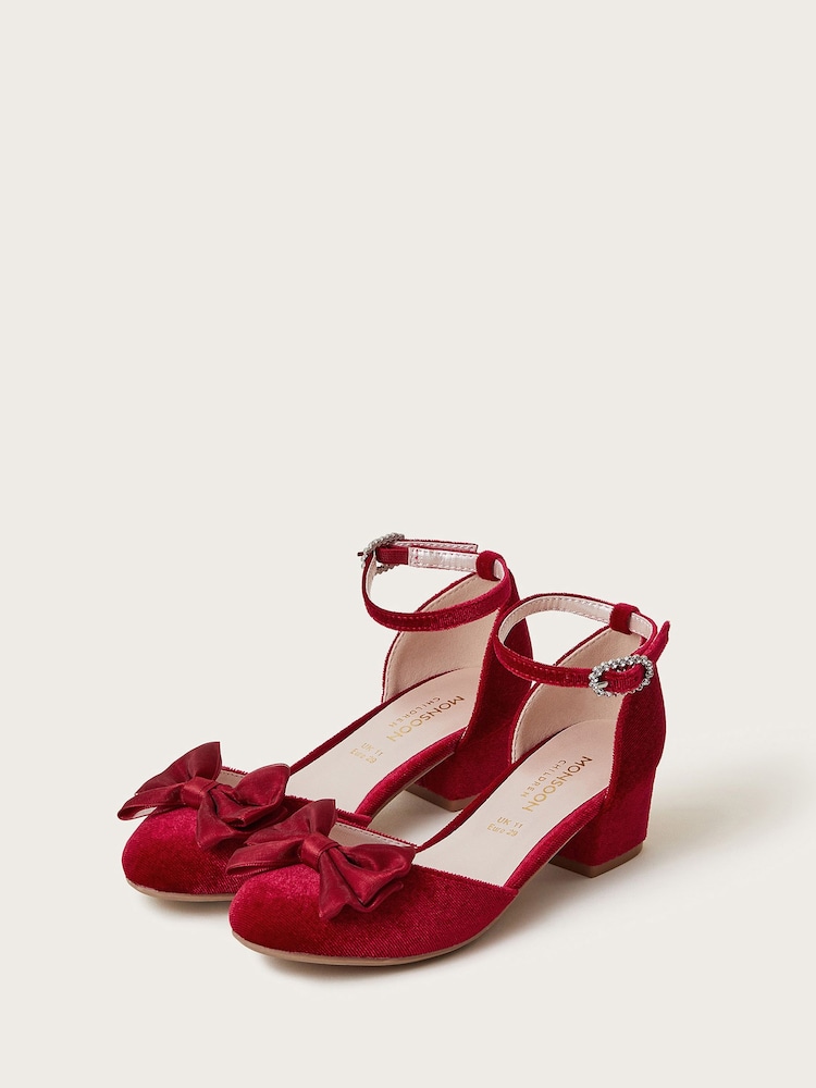 Monsoon Red Kali Velvet Two-Part Heels - Image 1 of 3