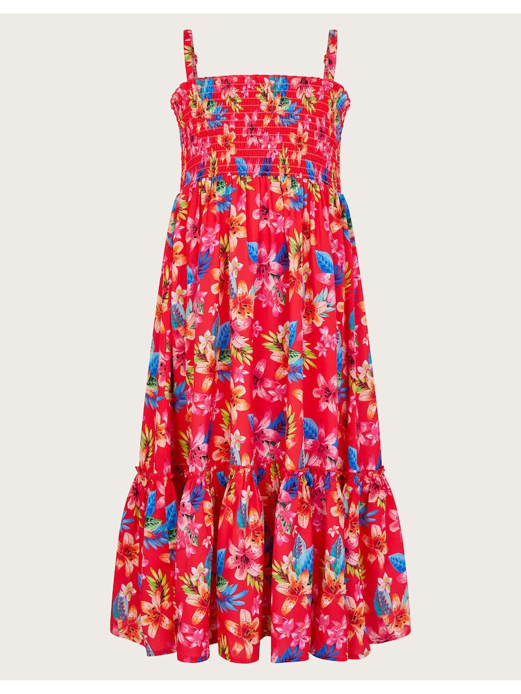 Monsoon Red Kendal Tropical Floral Dress - Image 1 of 4