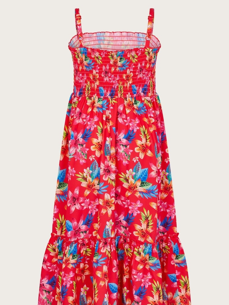 Monsoon Red Kendal Tropical Floral Dress - Image 2 of 4