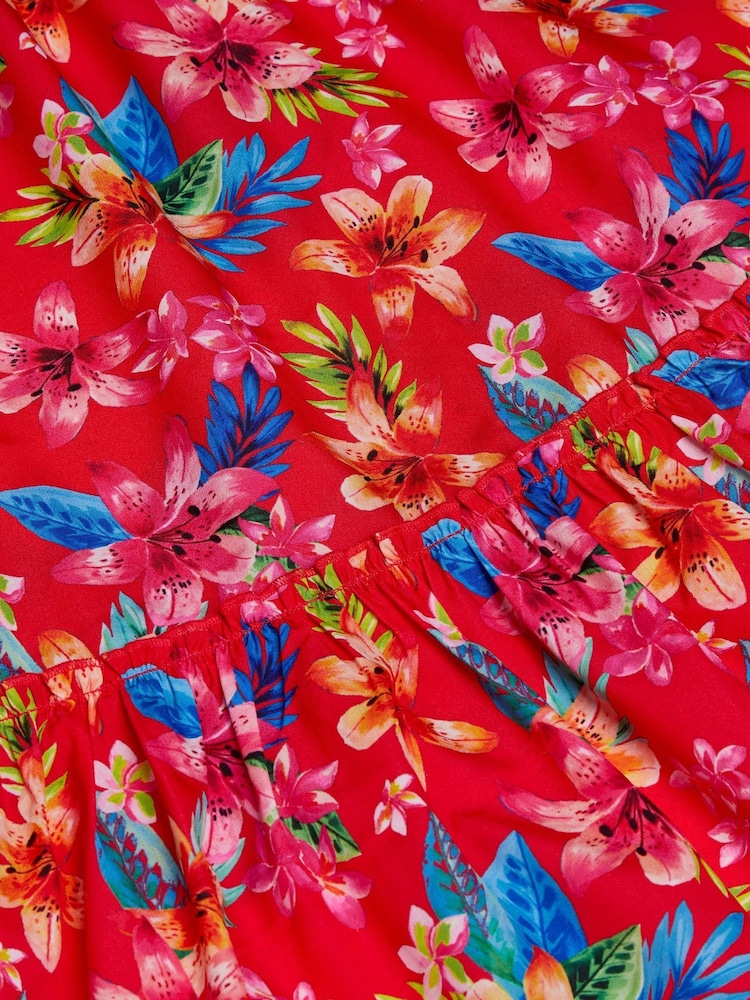 Monsoon Red Kendal Tropical Floral Dress - Image 4 of 4