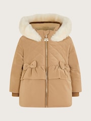 Monsoon Natural Baby Bow Padded Coat - Image 1 of 3