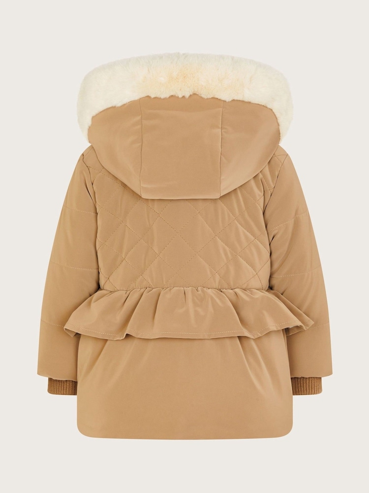 Monsoon Natural Baby Bow Padded Coat - Image 2 of 3