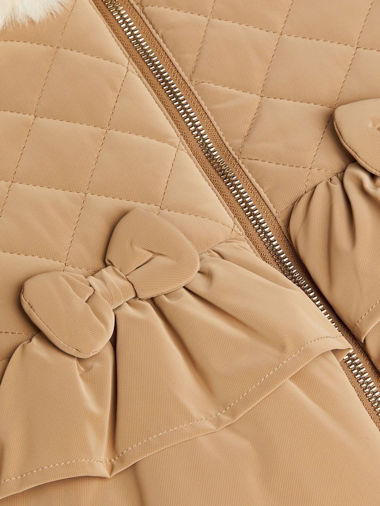 Monsoon Natural Baby Bow Padded Coat - Image 3 of 3