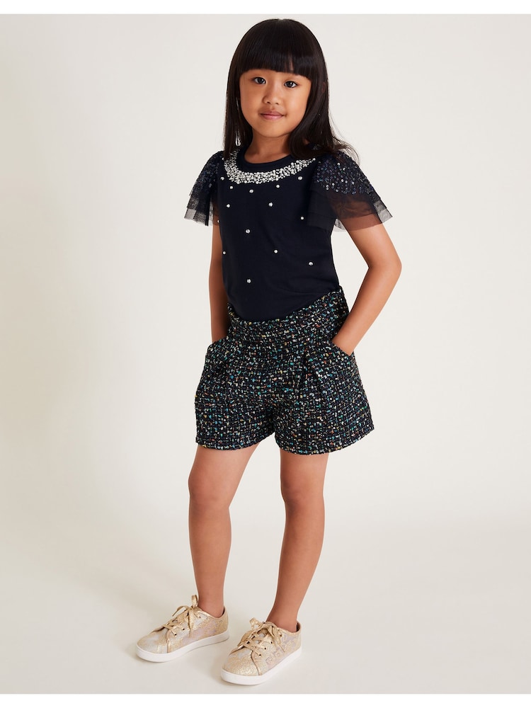 Monsoon Blue Tweed Shorts - Image 1 of 6