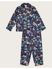 Monsoon Blue Zodiac Print Satin Pyjama Set - Image 1 of 4