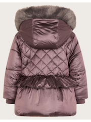 Monsoon Silver Baby Metallic Bow Padded Coat - Image 2 of 3