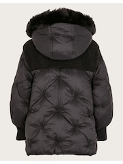 Monsoon Black Chester Quilted Borg Coat - Image 6 of 7
