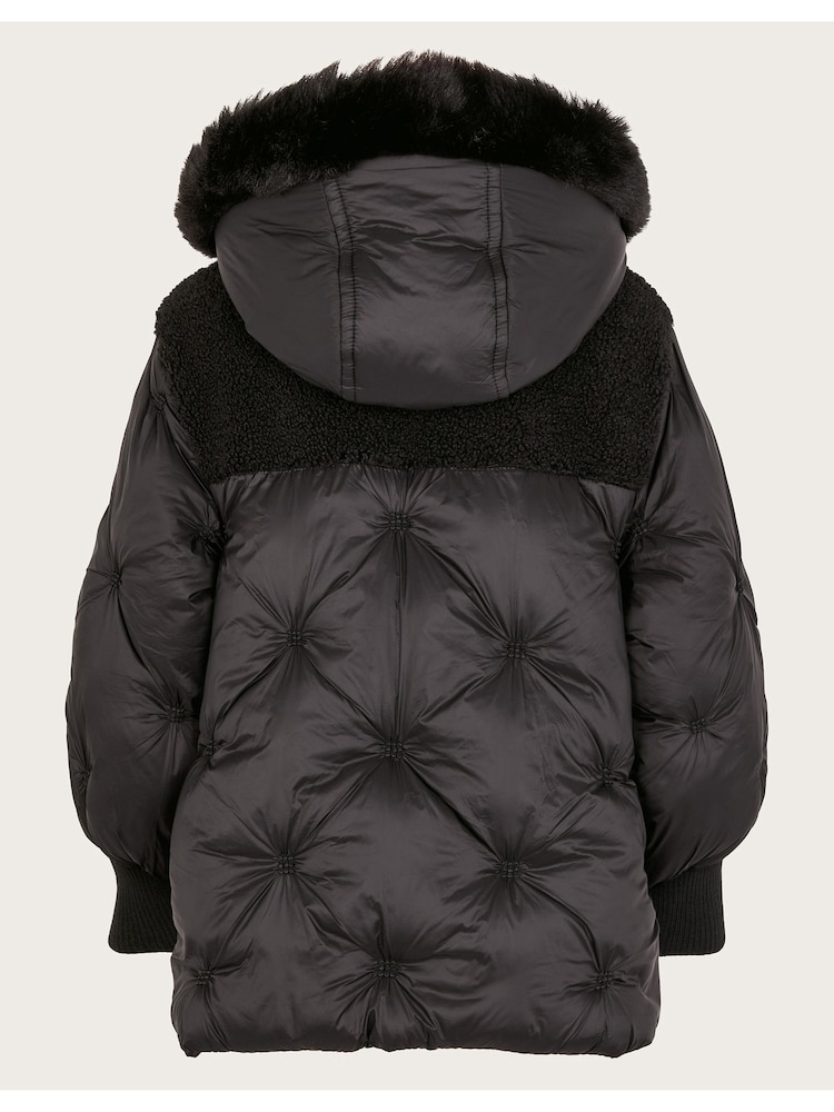Monsoon Black Chester Quilted Borg Coat - Image 6 of 7