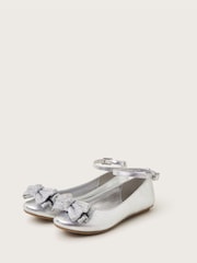 Monsoon Silver Pleated Bow Ballet Flats - Image 1 of 4