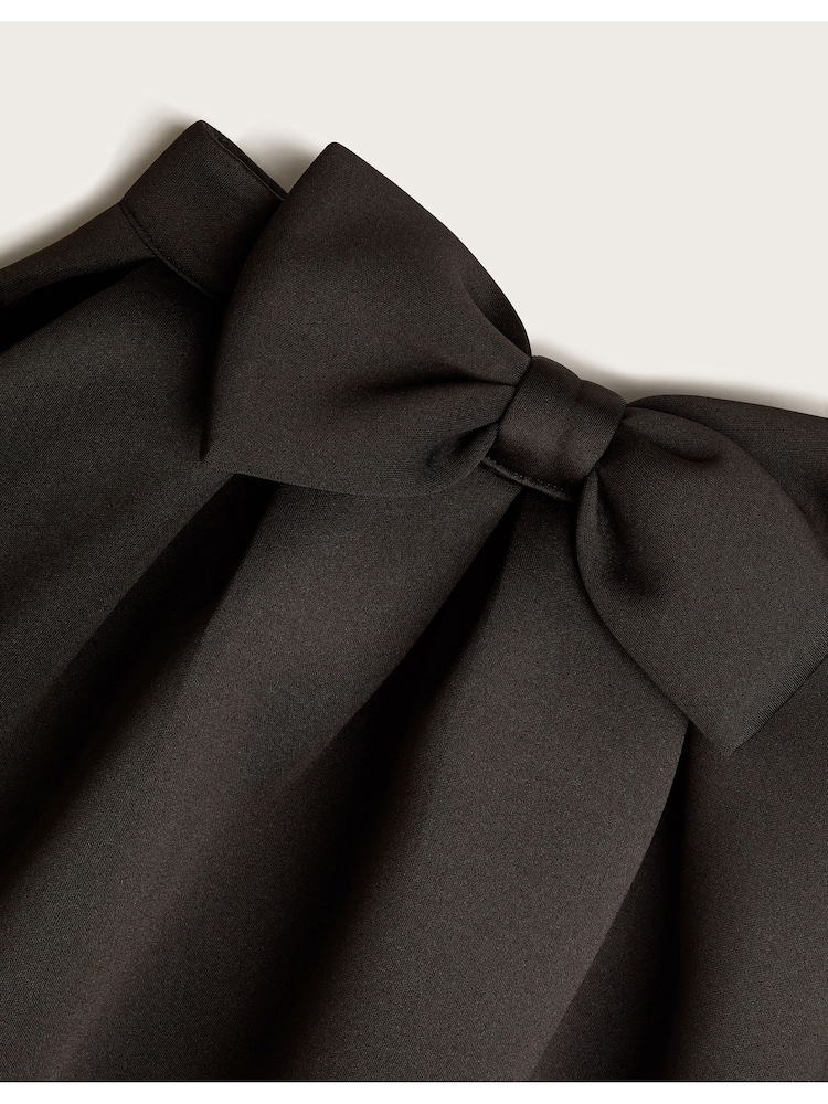 Monsoon Black Scuba Bow Pleated Skirt - Image 4 of 4