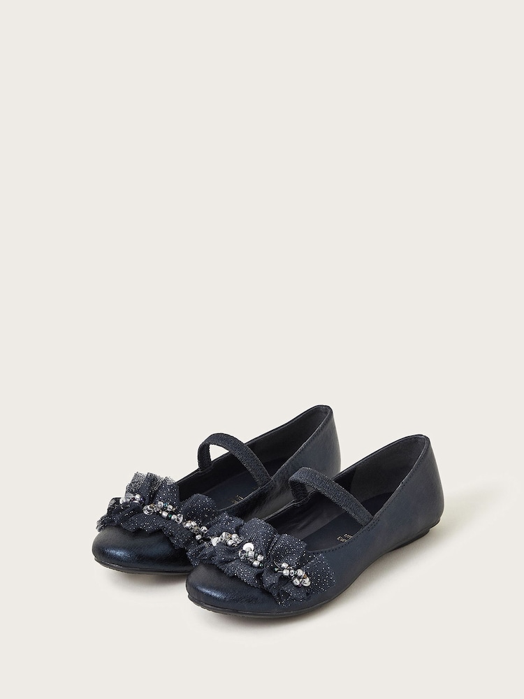 Monsoon Blue Land of Wonder Embellished Ballerina Flats - Image 1 of 3