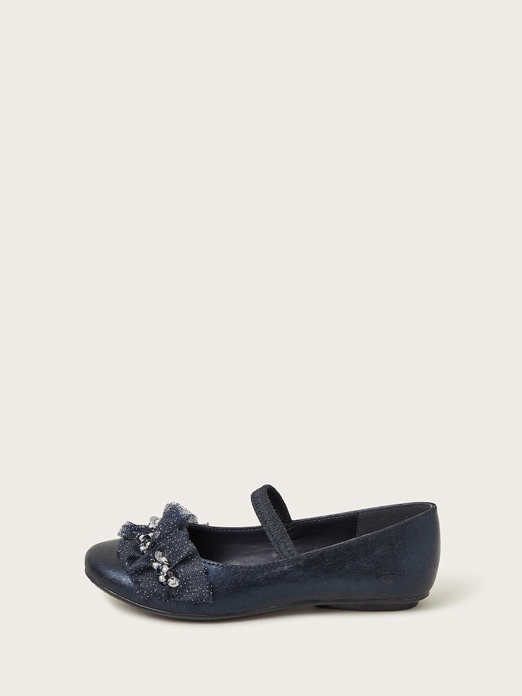 Monsoon Blue Land of Wonder Embellished Ballerina Flats - Image 2 of 3 Monsoon Blue Land of Wonder Embellished Ballerina Flats - Image 2 of 3