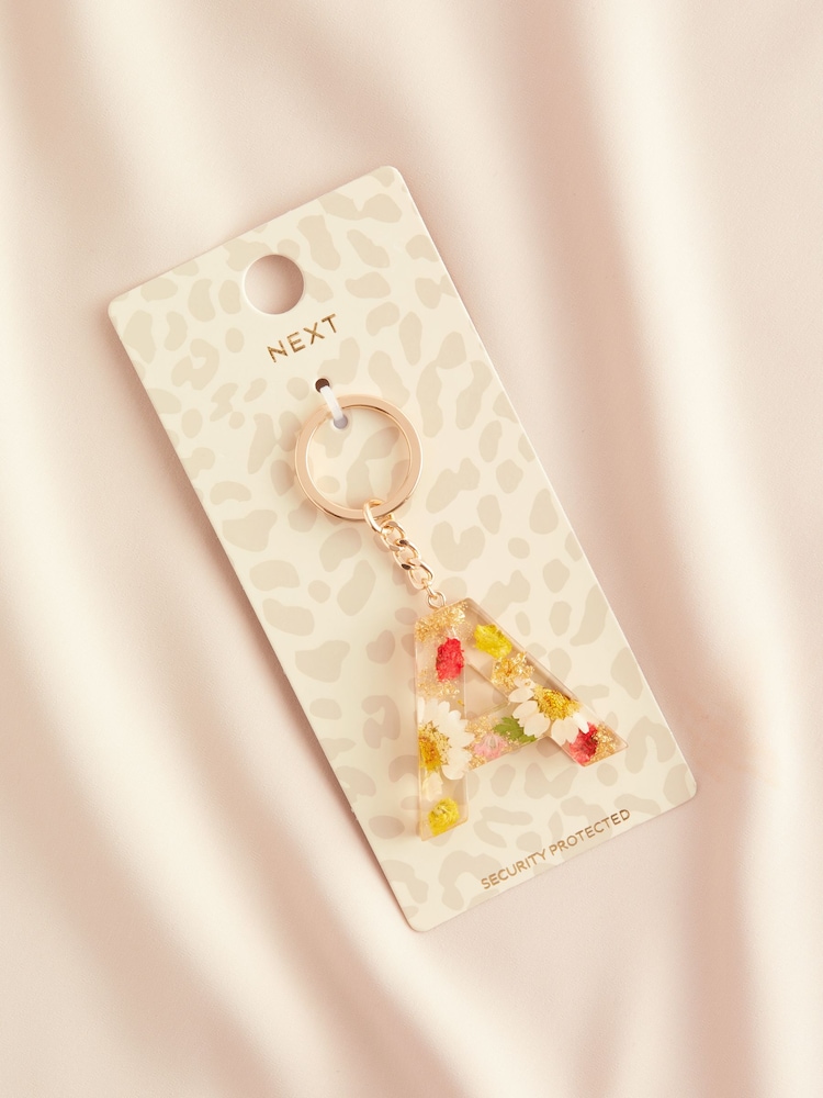 Multi Colour Initial Floral Keyring - Image 1 of 10