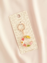 Multi Colour Initial Floral Keyring - Image 2 of 10