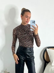 Style Cheat Capani высокая шея Animal леопардовый принт топ - Image 1 of 4