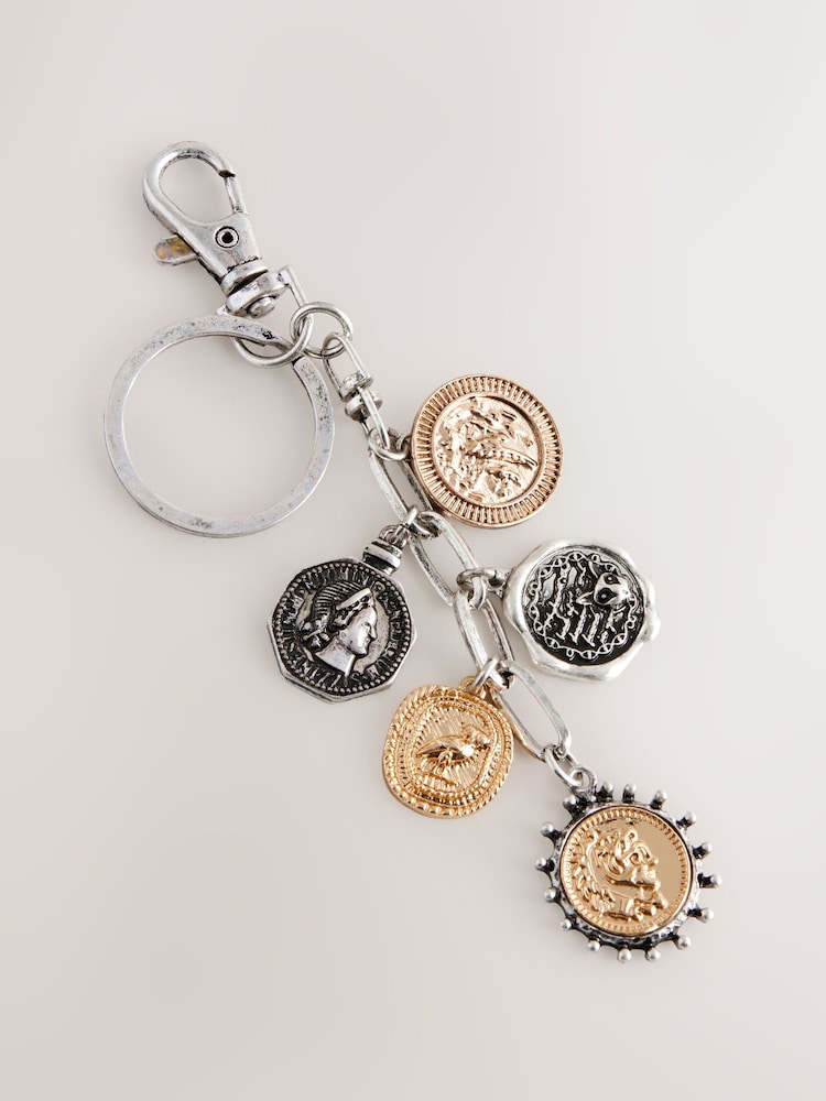 Gold/Silver Tone Coin Bag Charm/Keyring - Image 1 of 3