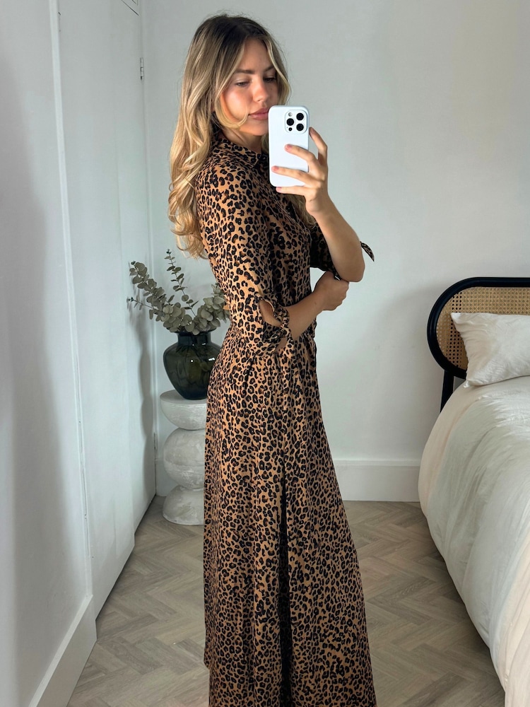 Style Cheat Leopard Daphne Belted Shirt Dress - Image 3 of 4